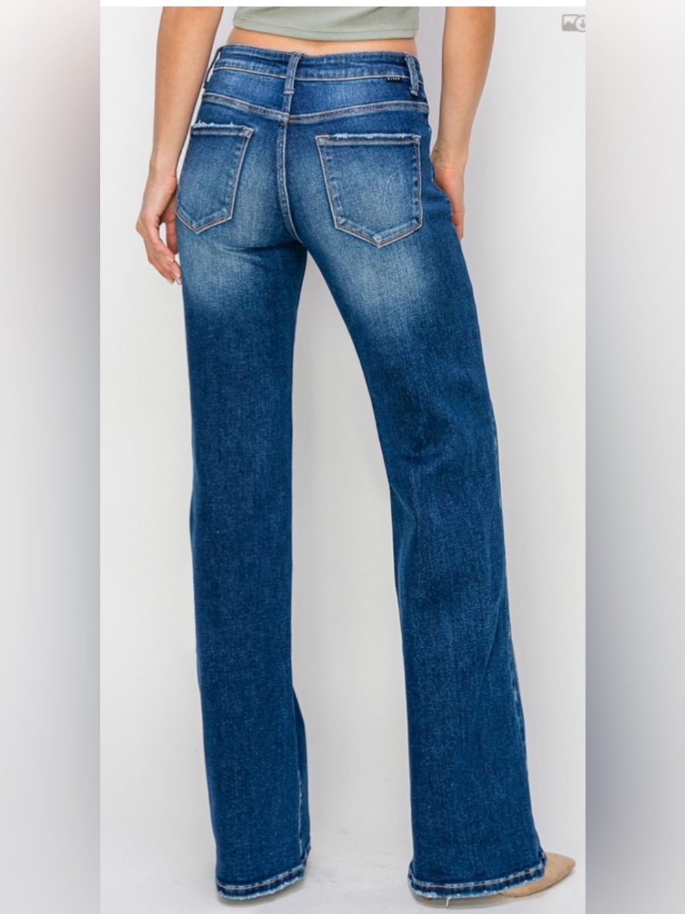 Risen Mid Rise Straight Side Star Detail Jeans - Picture 2 of 4